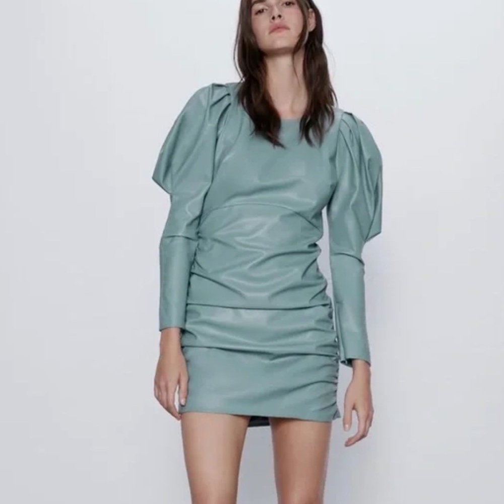 Zara leather green dress size S